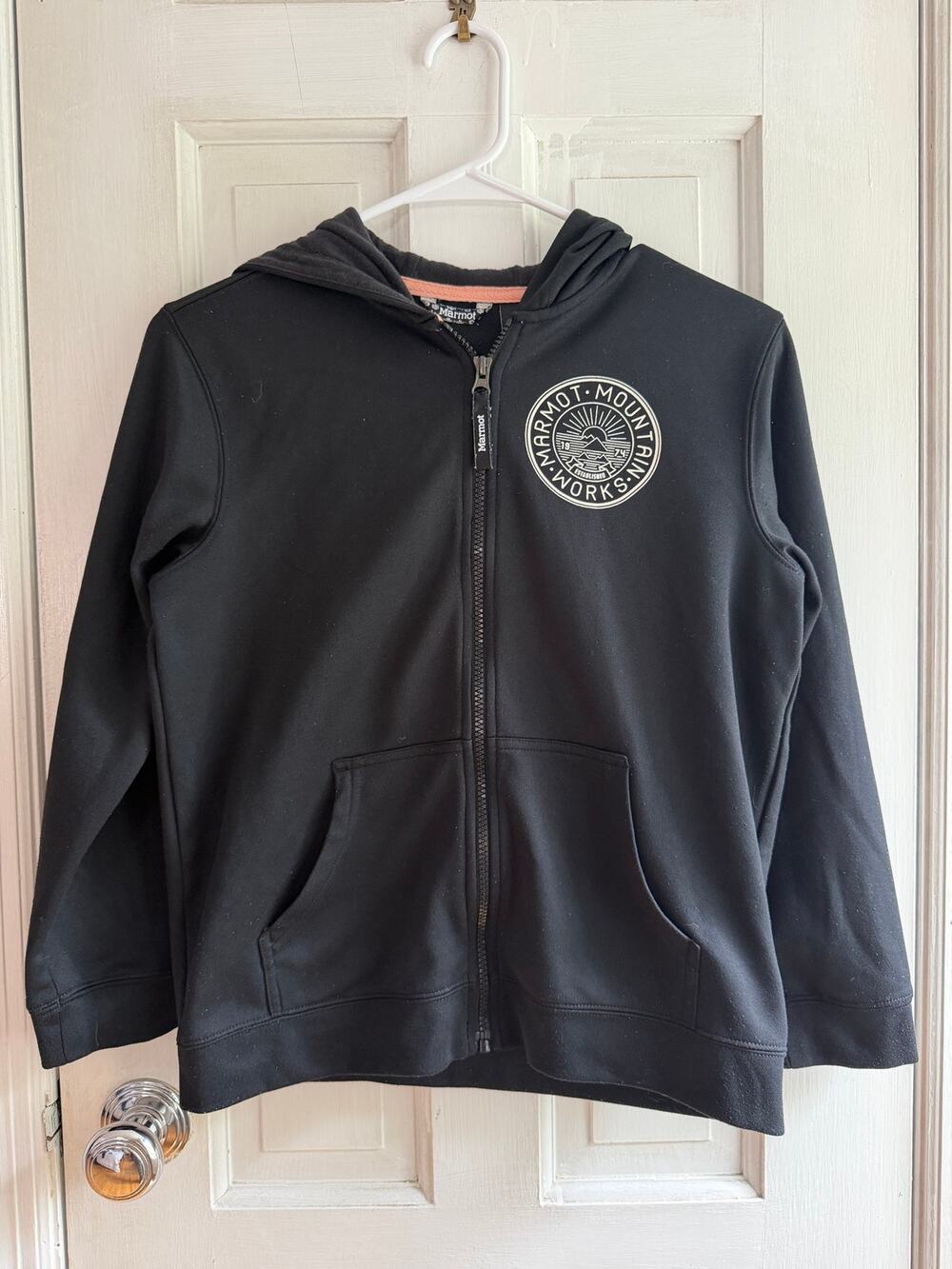 Marmot Mountain Works Black Fleece-Lined Graphic Hoodie - Size Large